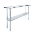 Amgood Stainless Steel Metal Table with Undershelf, 72 Long X 14 Deep AMG WT-1472